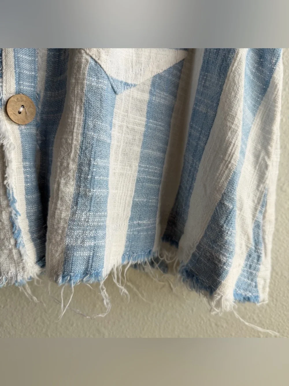 We The Free Away At Sea Crop Boxy Linen Blend Medium Top Nautical Relaxed G - Picture 3 of 11